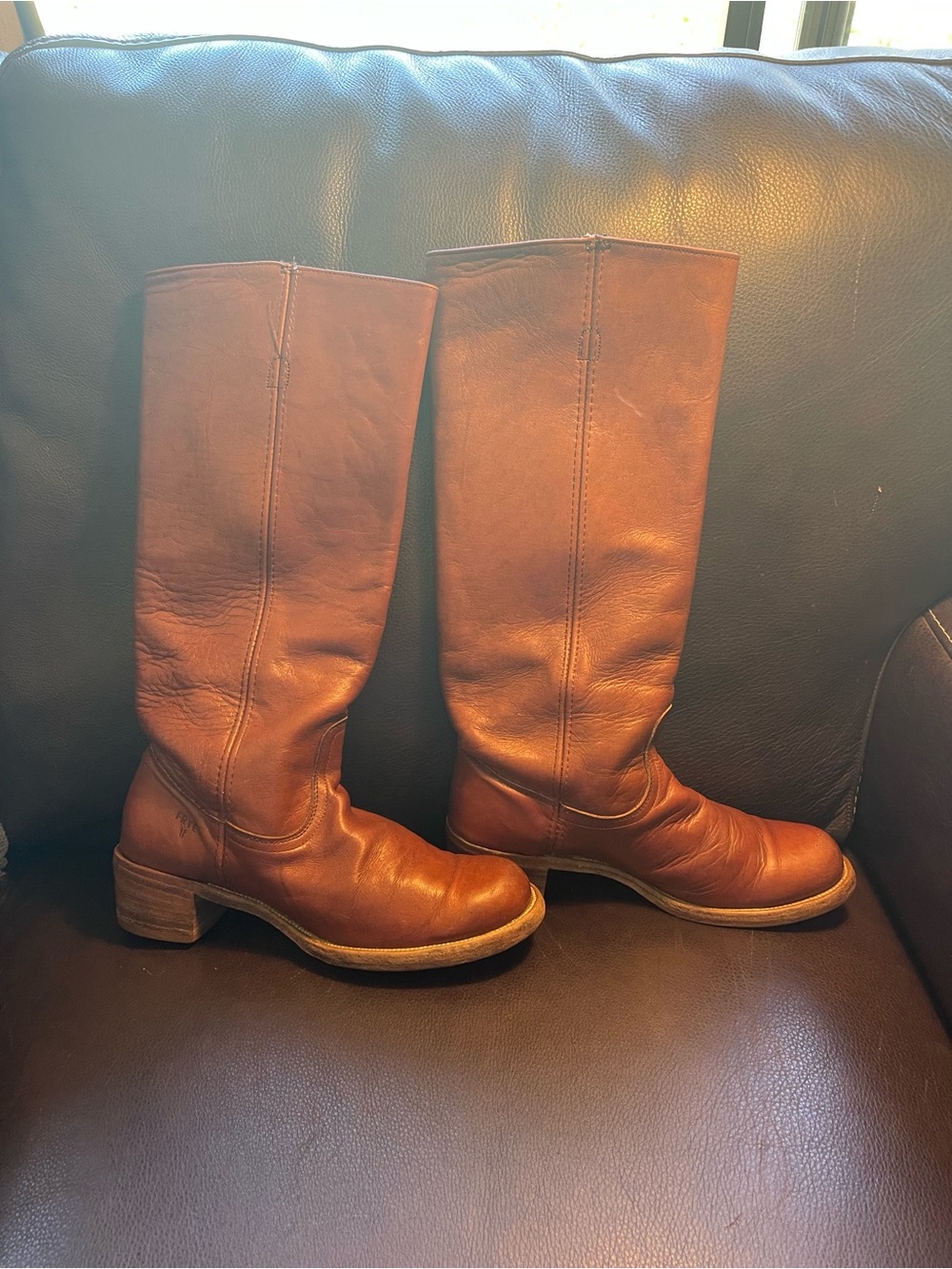Vintage 8.5B Women's USA Frye Tall Brown Leather Campus Boots